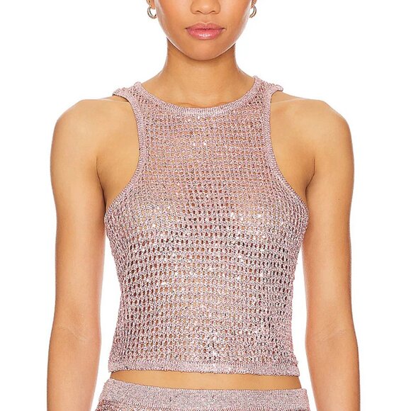 LOVERS + FRIENDS verde sequined top/excellent cond/L - Picture 1 of 6